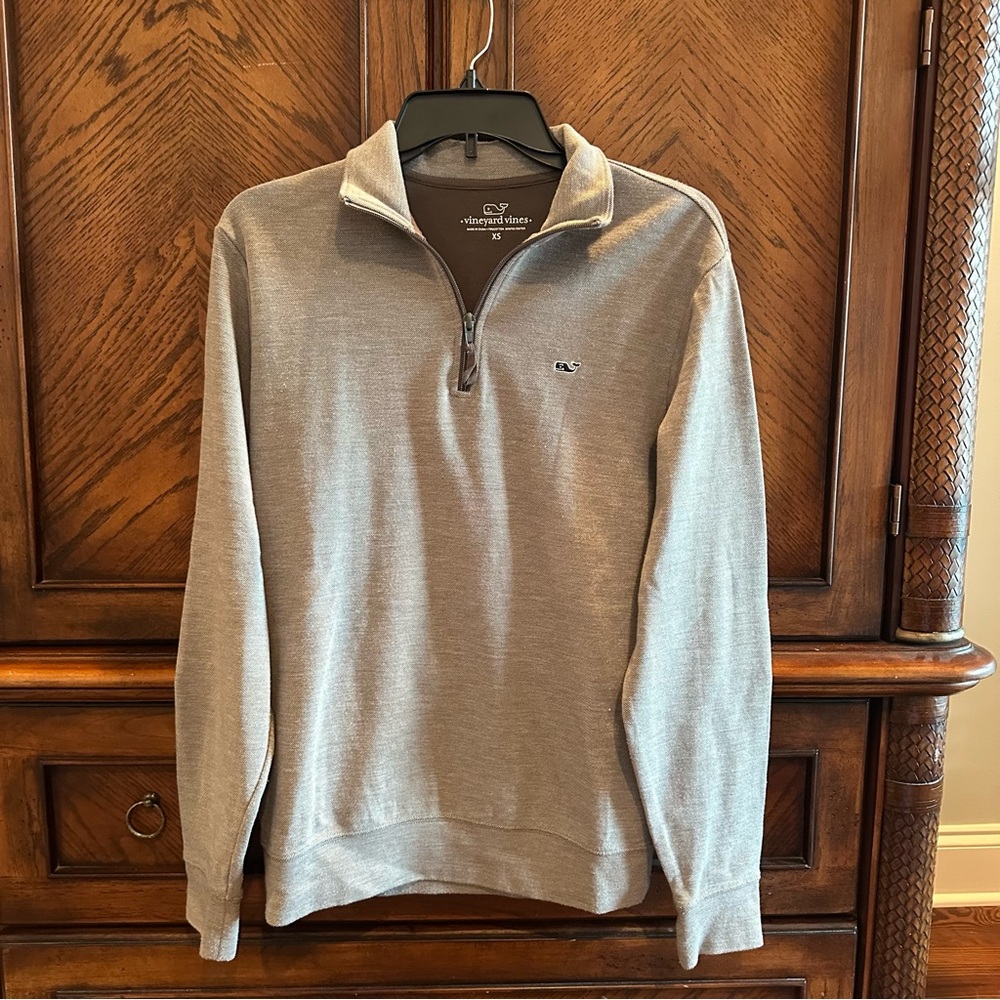Vineyard Vines Men's XS Light Gray Zip-Up Pullover
